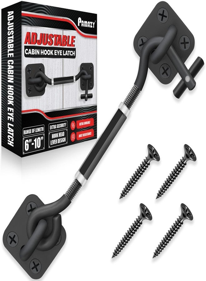 PAMAZY [Upgrade Adjustable] 6”-10” Cabin Hook Eye Latch Gate, Heavy Duty 4 Mounting Points Bracket, Barn Door Lock Latch, Durable Door Swivel Window Hook Lock for Sliding Door, Outdoor, Window, Cabinet - Image 1