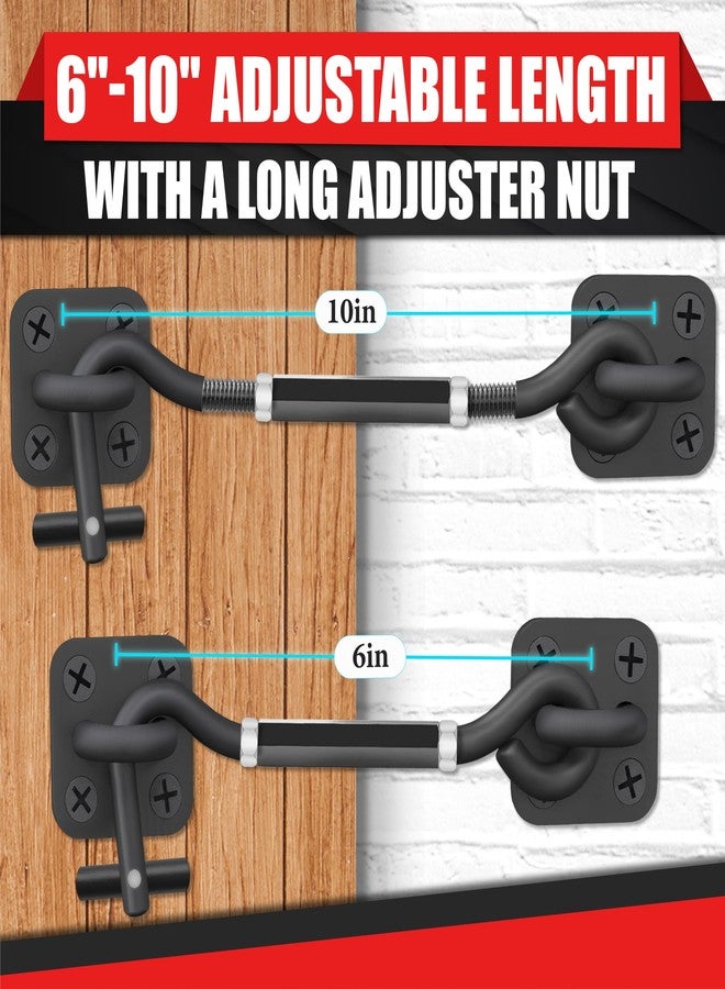 PAMAZY [Upgrade Adjustable] 6”-10” Cabin Hook Eye Latch Gate, Heavy Duty 4 Mounting Points Bracket, Barn Door Lock Latch, Durable Door Swivel Window Hook Lock for Sliding Door, Outdoor, Window, Cabinet - Image 2