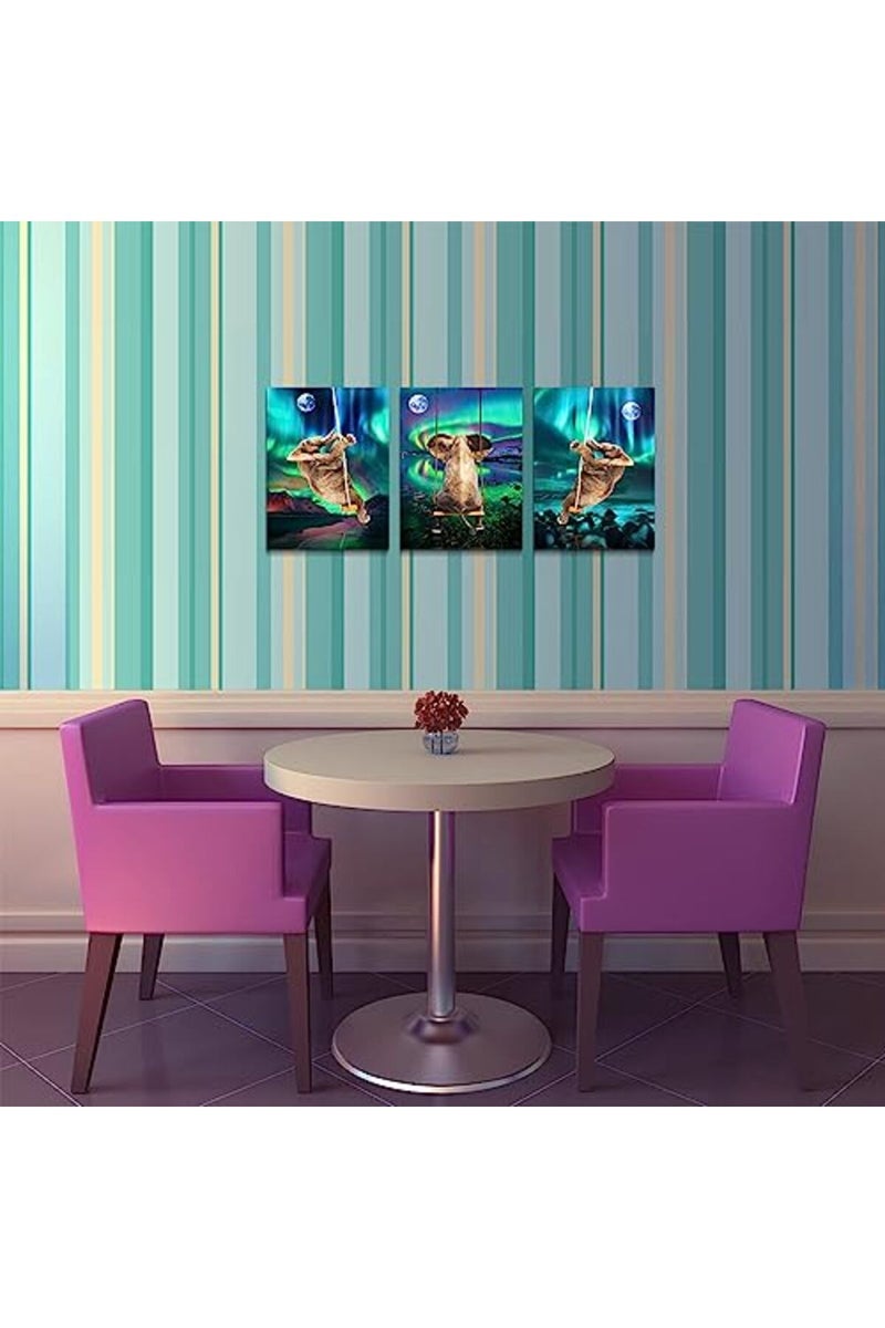DZRWUBHS ALAYRA Wall Decorations For Bedroom 3 Piece Framed Canvas Wall Art For Living Room Fashion Office Wall Decor Aurora Scenery Wall Painting Elephant Pictures Artwork For Room Posters Art Home Decor - Image 5