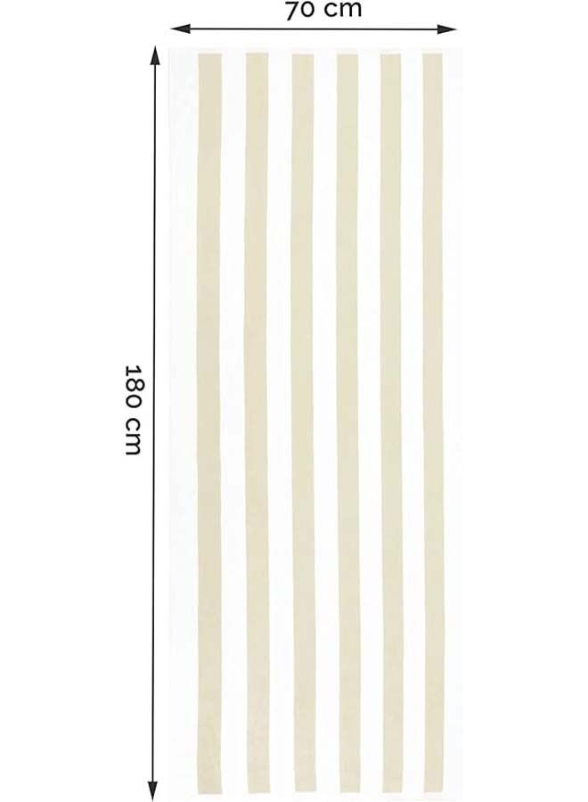 SIGNOOLA Kids Beach Towel Striped 100x50 cm-White-Beige  - Image 2