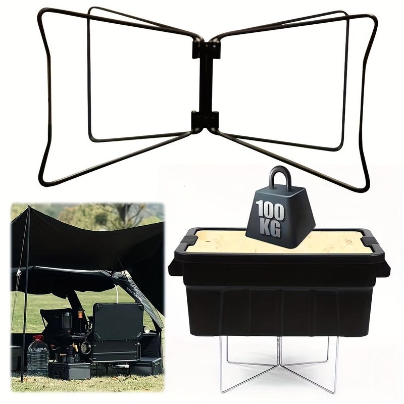 Silvery Stainless Steel Outdoor Camping Folding Stand Storage Box Moisture Proof Insulation Rack - Image 5