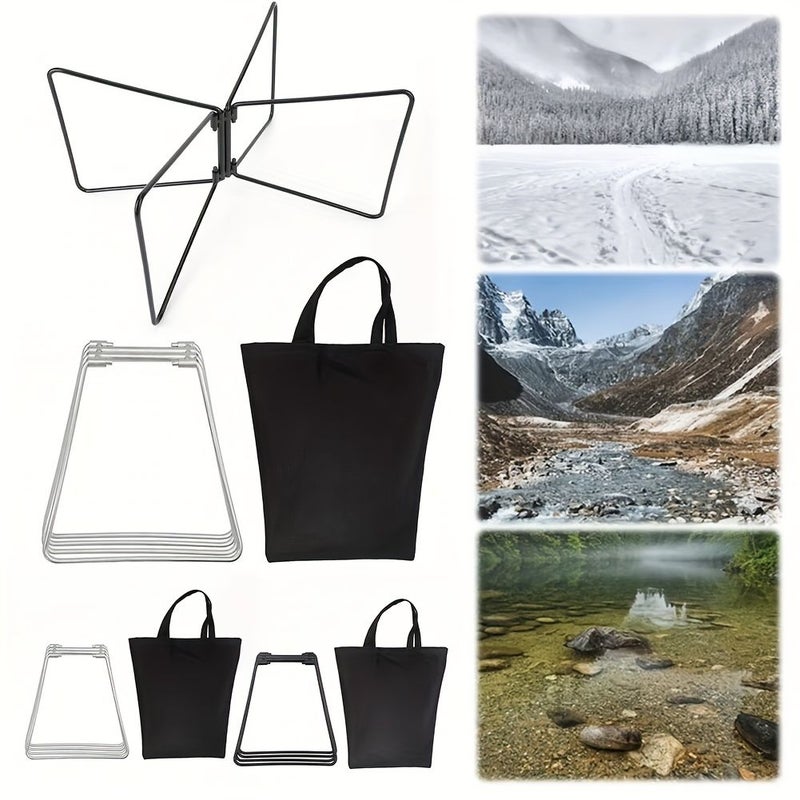 Silvery Stainless Steel Outdoor Camping Folding Stand Storage Box Moisture Proof Insulation Rack - Image 2