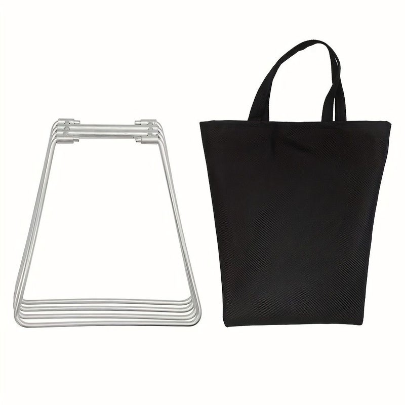 Silvery Stainless Steel Outdoor Camping Folding Stand Storage Box Moisture Proof Insulation Rack - Image 4