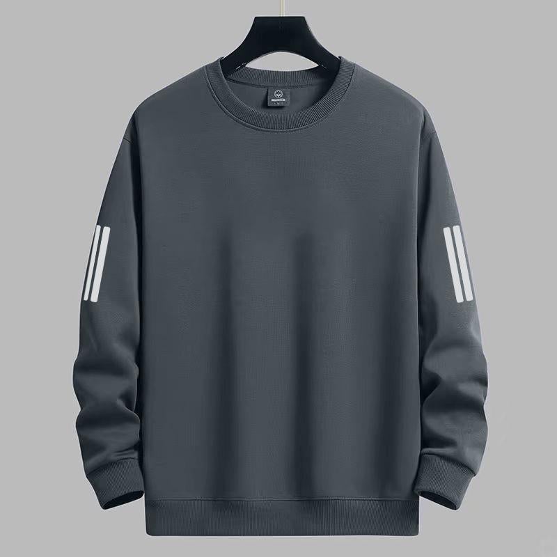 تي شيرت بأكمام طويلة للرجال خريف وشتاء 2024 علامة تجارية شعبية فضفاضة سميكة قميص أساسي غير رسمي مطبوع بياقة دائرية لطلاب الشباب - Image 3