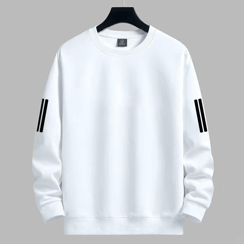 تي شيرت بأكمام طويلة للرجال خريف وشتاء 2024 علامة تجارية شعبية فضفاضة سميكة قميص أساسي غير رسمي مطبوع بياقة دائرية لطلاب الشباب - Image 2