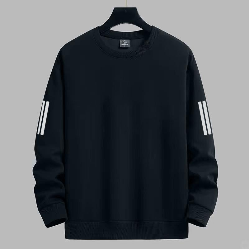 تي شيرت بأكمام طويلة للرجال خريف وشتاء 2024 علامة تجارية شعبية فضفاضة سميكة قميص أساسي غير رسمي مطبوع بياقة دائرية لطلاب الشباب - Image 4