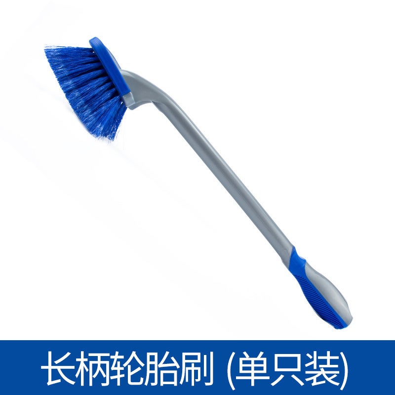 Generic Car tire brush car wheel hub steel ring cleaning brush cleaning car long hair soft hair brush tool long handle brush Long handle blue tire brush