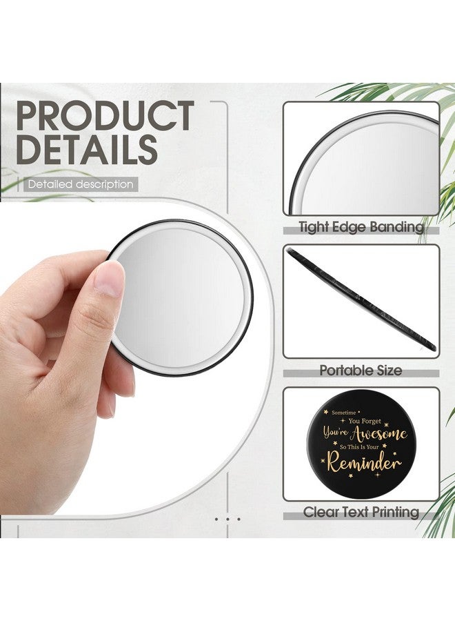 Hoolerry 48 Pcs Inspirational Compact Mirror Bulk Round Portable Pocket Mirror Small Mirror For Purse Appreciation Thank You Gifts For Men Women Kids Coworker Friend 2.8 Inches (Blackclassic) - Image 4