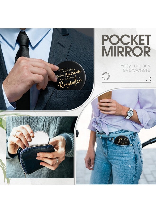 Hoolerry 48 Pcs Inspirational Compact Mirror Bulk Round Portable Pocket Mirror Small Mirror For Purse Appreciation Thank You Gifts For Men Women Kids Coworker Friend 2.8 Inches (Blackclassic) - Image 3
