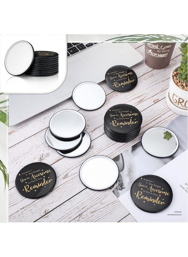 Hoolerry 48 Pcs Inspirational Compact Mirror Bulk Round Portable Pocket Mirror Small Mirror For Purse Appreciation Thank You Gifts For Men Women Kids Coworker Friend 2.8 Inches (Blackclassic) - Image 5