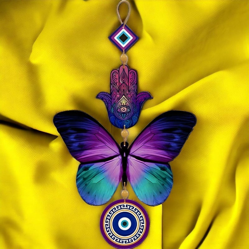 MDS CREATION MDS CREATION Decorative Wall Hanging for Door Entrance Butterfly Evil Eye Wall Hanging for Protection and Elegance Home Decor Unique Design Nazar BattuSuraksha Kawach 2 Multicolor 1  - Image 2