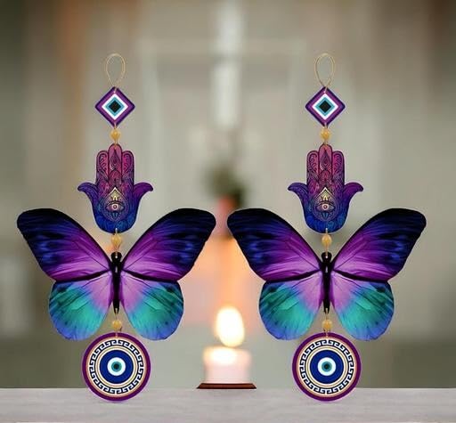 MDS CREATION MDS CREATION Decorative Wall Hanging for Door Entrance Butterfly Evil Eye Wall Hanging for Protection and Elegance Home Decor Unique Design Nazar BattuSuraksha Kawach 2 Multicolor 1  - Image 1