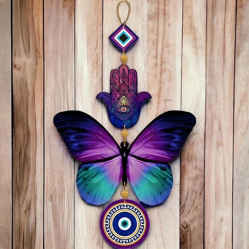 MDS CREATION MDS CREATION Decorative Wall Hanging for Door Entrance Butterfly Evil Eye Wall Hanging for Protection and Elegance Home Decor Unique Design Nazar BattuSuraksha Kawach 2 Multicolor 1  - Image 5