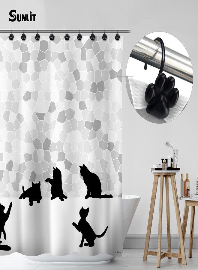 Sunlit Fashion Design Cute Paw Print Polished Shower Curtain Hooks for Dog Cat and Bear, Rust Proof Oil Metal Shower Curtain Rings, Black-12 Pack - Image 5