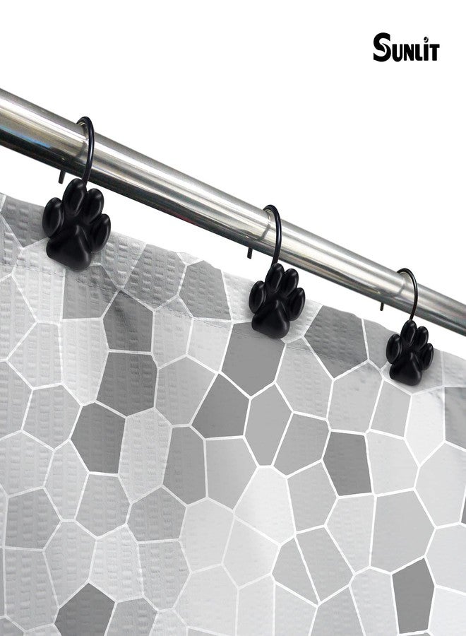 Sunlit Fashion Design Cute Paw Print Polished Shower Curtain Hooks for Dog Cat and Bear, Rust Proof Oil Metal Shower Curtain Rings, Black-12 Pack - Image 4