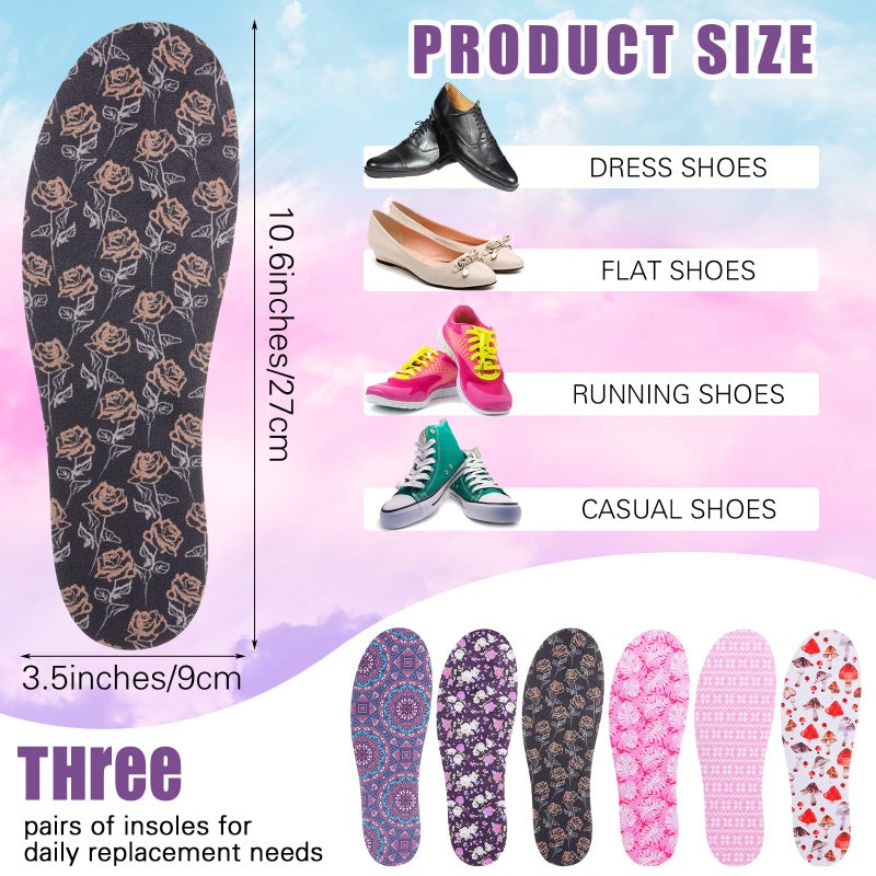 Velmitten 6 Pairs No Show Socks Sockless Shoe Liner Washable Barefoot Shoe Insoles No Slipping Inserts for Women Man(Soft Style) - Image 2
