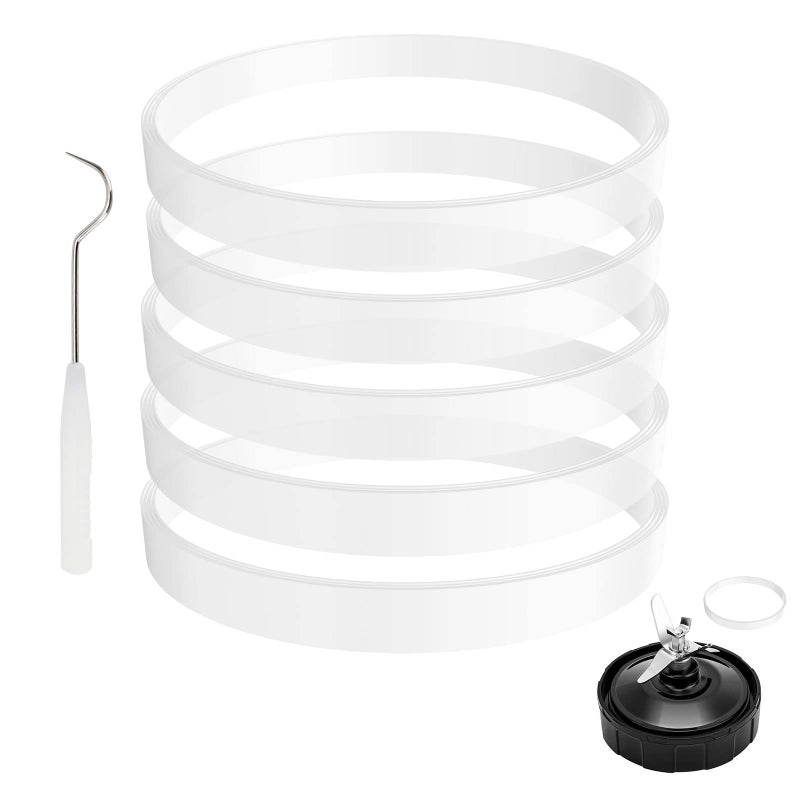Feilifan 5 Pack Rubber Gaskets Replacement Seal White Ring for Nutri Ninja Blender Replacement for Ninja Auto iQ Pro Extractor CT680 BL456-30 BL480 BL681A BL682 BL640 (3.94 inch Gaskets) - Image 1