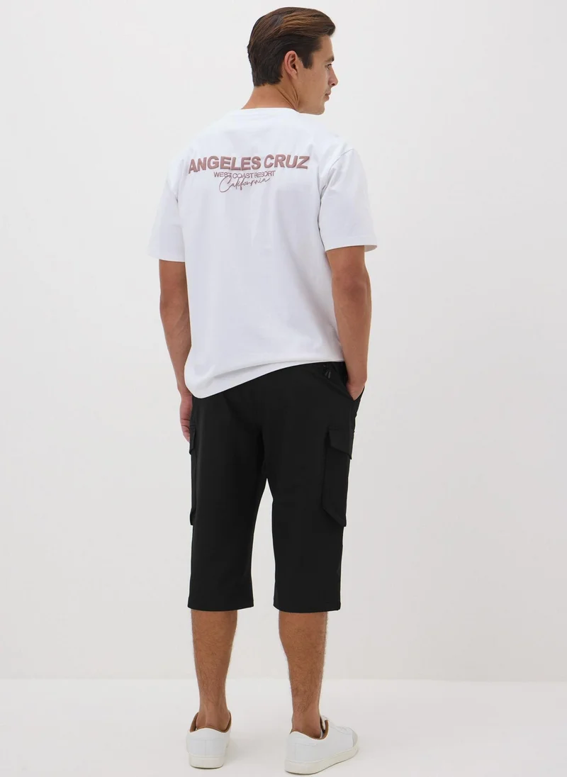 Matalan Black Belted 3/4 Trek Shorts