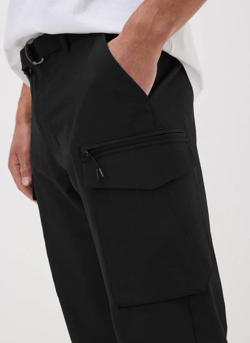 Matalan Black Belted 3/4 Trek Shorts