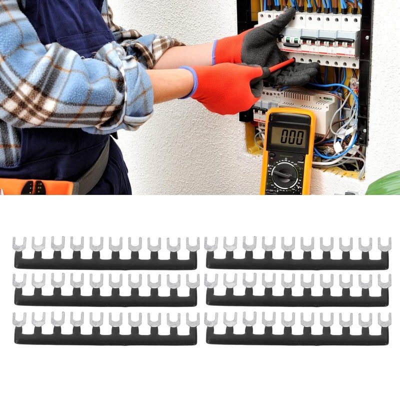 Astibym Fork Type Terminal 8 Position Barrier Strip Block TB 1510 Pre Insulated 400V 15A Black - Image 3