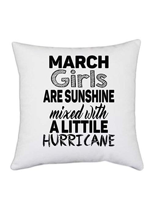 UDNAG UDNAG White Polyester Girls March Girls are Sunshine Mixed with Pillow Cover 16 Inch X 16 Inch 