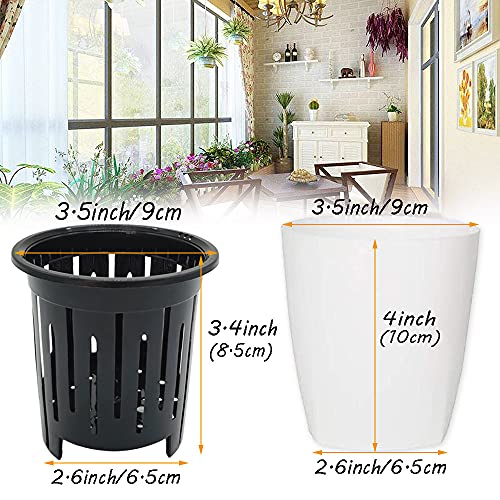 Haawooky 12 PCS Self Watering Plastic Planter,4 Inch Plastic Flower Plant Pot with Inner Pot,Self Watering Planter White Flower Pot for Herbs,Flowers,All House Plants,Succulents - Image 2