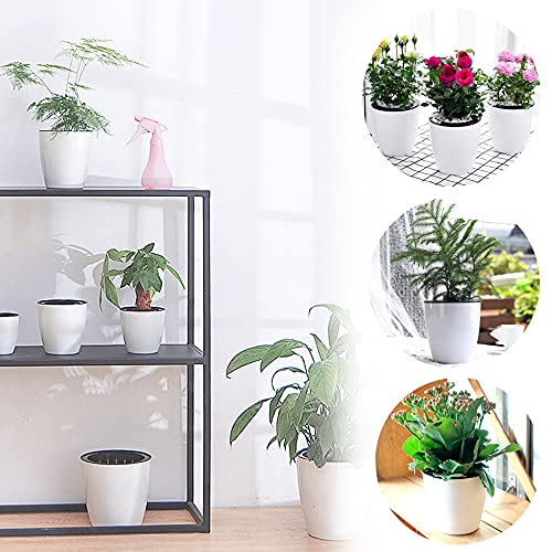 Haawooky 12 PCS Self Watering Plastic Planter,4 Inch Plastic Flower Plant Pot with Inner Pot,Self Watering Planter White Flower Pot for Herbs,Flowers,All House Plants,Succulents - Image 5