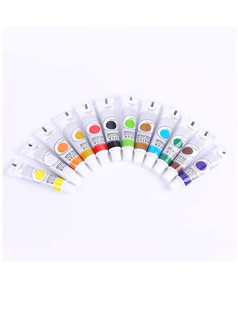 PAMEER Water Colors Paint Set Painting kit has 12 x 12ml Tubes 4 Art Brushes 1 Palette Rich Pigments Watercolors Art Set Drawing Kit is the Perfect Gifts for Artist Kids - Image 3