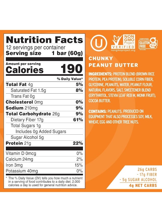 No Cow - No Cow Protein Bar, Chunky Peanut Butter - Image 1