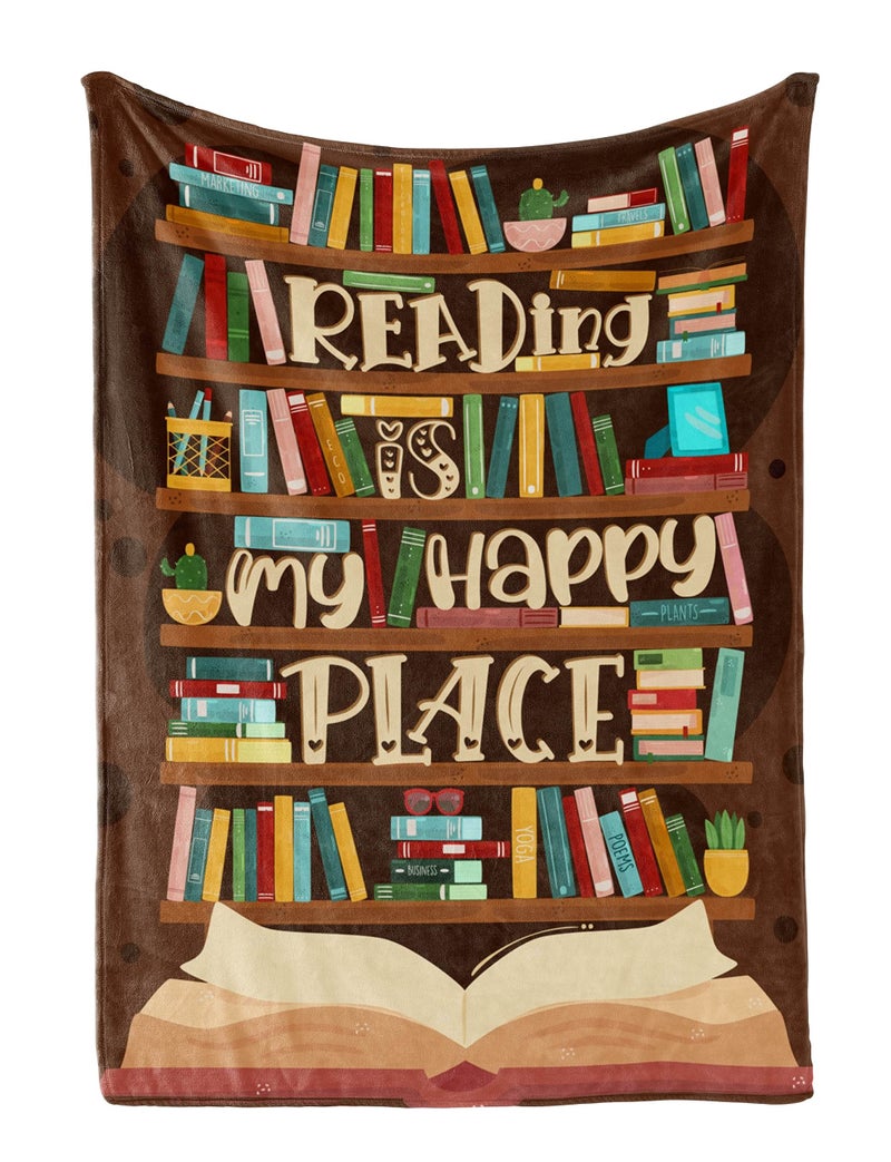 InnoBeta Book Lovers Throw Blanket - Flannel Blankets for Book Club  Librarians  Readers and Literary Lover - Book Lover Gifts on Birthday  Thanksgiving  Christmas - 50"" x 65"" - (Brown) - Image 1