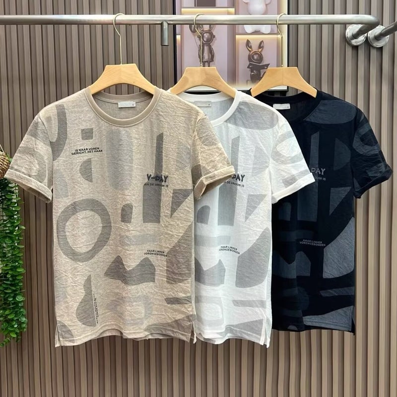 Thin T Summer Top Short-Sleeved T-Shirt High-End Men'S Embroidered European High Quality Short-Sleeved T-Shirt - Image 1