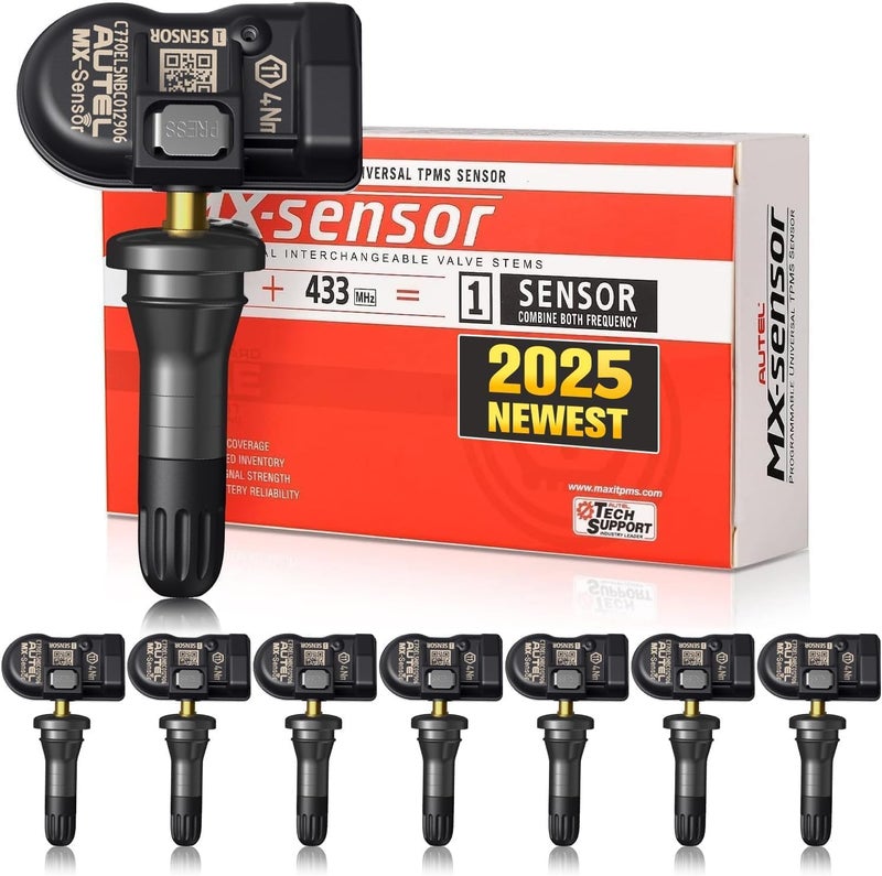 Autel TPMS MX Sensor 8PCS 315Mhz 433Mhz 2in1 Tire Sensor OE Level PressRelease Universal TPMS Sensors 100 Cloneable by TPMS Tool TS408 TS501 PRO TS508 TS508WF MS906TS MS906 PROTS Rubber Stem