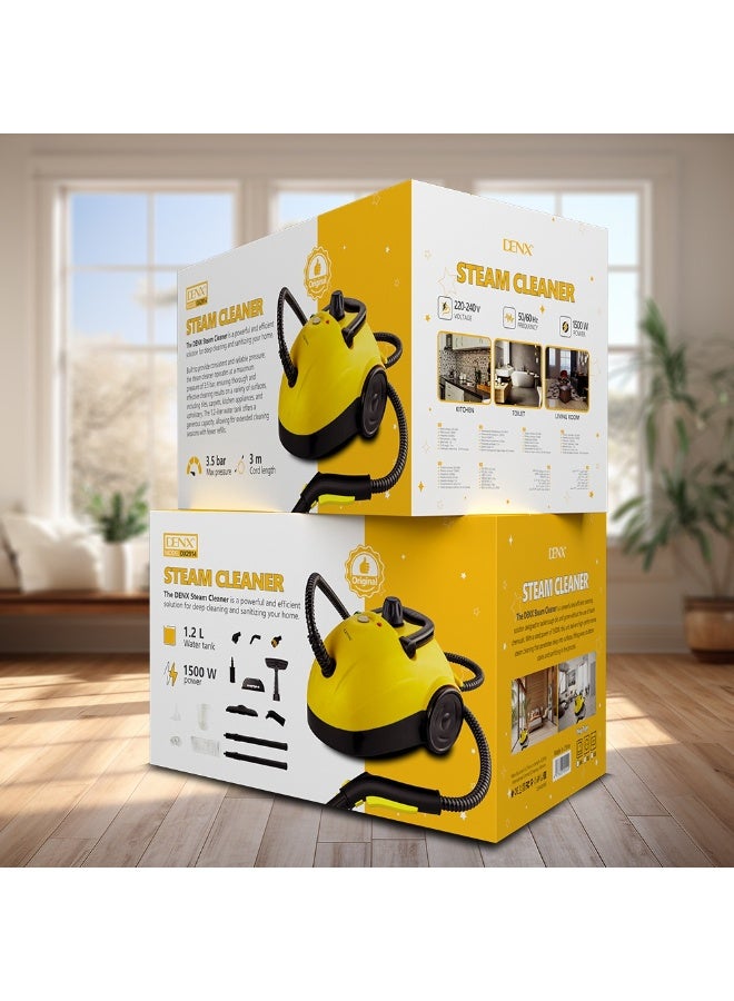 دينكس 🔸 منظف بخار احترافي متعدد الاستخدامات من DENX موديل DX2914 – قوة تنظيف عالية 1500 واط، ضغط بخار قوي 3.5 بار، خزان ماء كبير 1.2 لتر، سلك طويل 3 أمتار – تنظيف وتعقيم عميق للأسطح والأرضيات والأثاث دون مواد كيميائية - Image 5