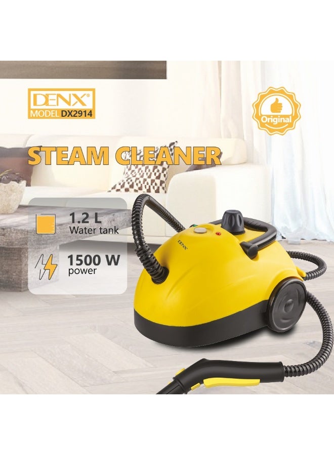 دينكس 🔸 منظف بخار احترافي متعدد الاستخدامات من DENX موديل DX2914 – قوة تنظيف عالية 1500 واط، ضغط بخار قوي 3.5 بار، خزان ماء كبير 1.2 لتر، سلك طويل 3 أمتار – تنظيف وتعقيم عميق للأسطح والأرضيات والأثاث دون مواد كيميائية - Image 3
