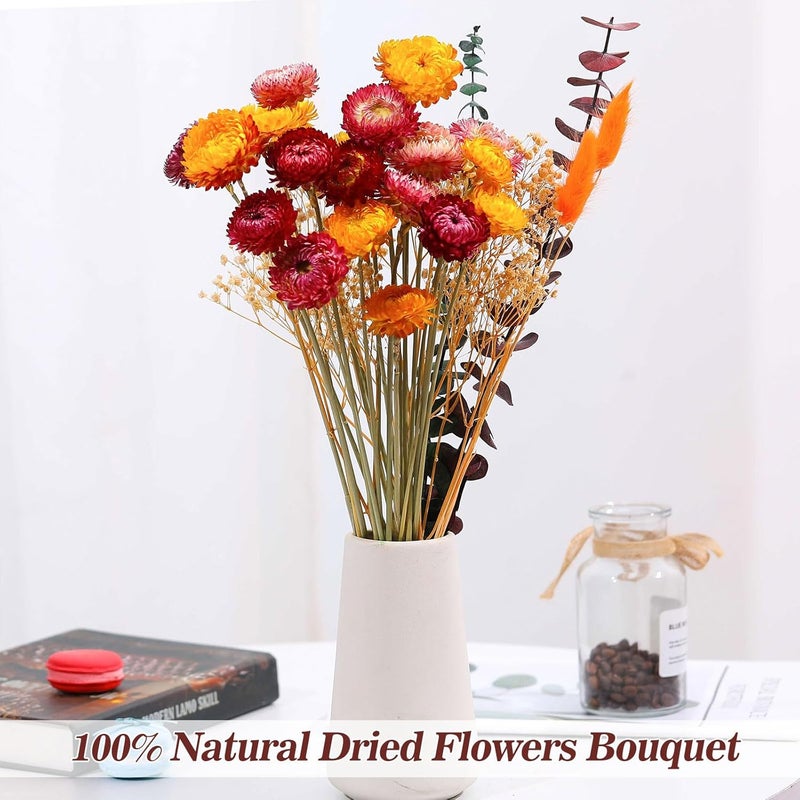 Jtoder Dried Flowers Bouquet Natural Daisy - 40 PCS Daisies Dried Sunflowers, Dry Flower Arrangements for Wedding, Farmhouse Table Vase Decor, Home Office Party Decoration (Rose Red) - Image 5
