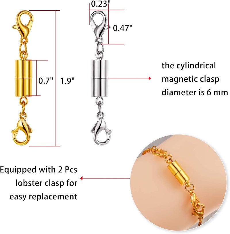 Luckam 12 Piece Gold and Silver Necklace Clasps Magnetic Jewelry Locking Clasps and Closures Bracelet Lobster Clasp Connector for DIY Necklace Bracelet Jewelry Crafts Making Supplies - Image 2