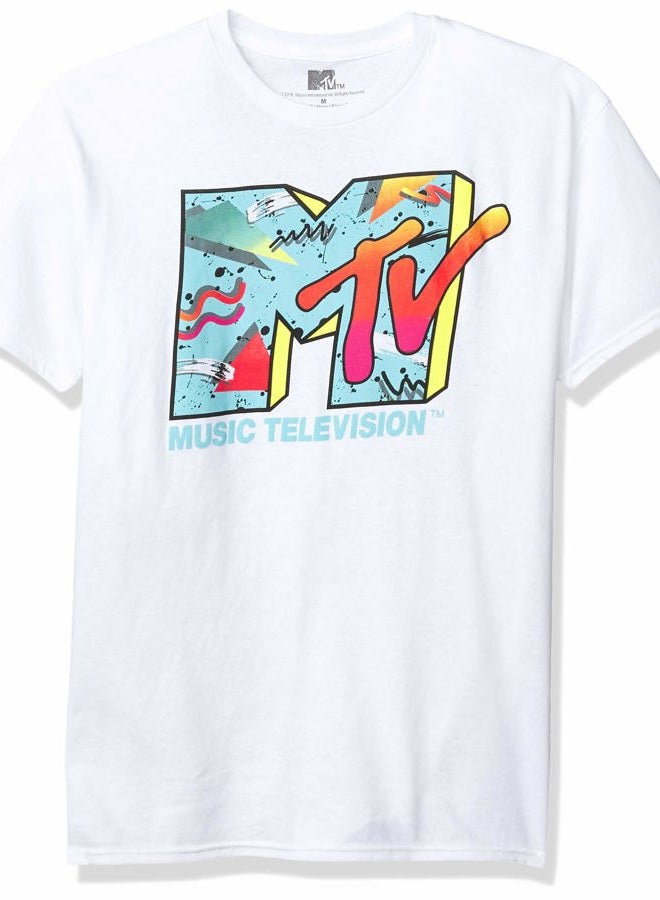 MTV Men's T-Shirt, Retro White, XXL - Image 1