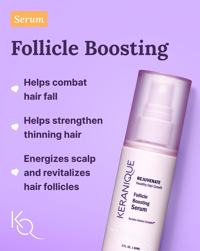 Keranique Volumizing Set for Thinning Hair in Women - Thickening Shampoo, Conditioner, Follicle Booster Serum, Volumizing Spray with Keratin for Fine Texture Boost and Repair - Image 4
