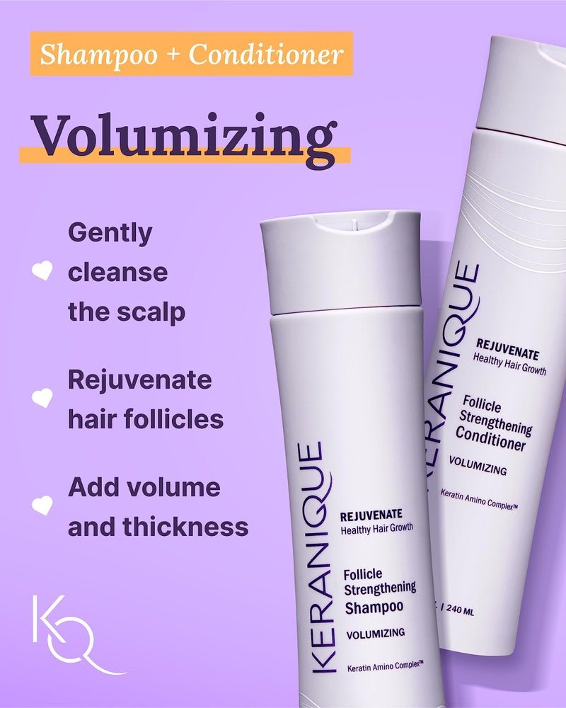 Keranique Volumizing Set for Thinning Hair in Women - Thickening Shampoo, Conditioner, Follicle Booster Serum, Volumizing Spray with Keratin for Fine Texture Boost and Repair - Image 3