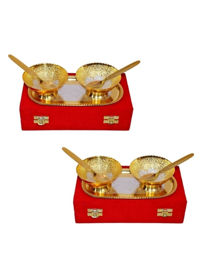 Gold, Silver Bowl Spoon Set Christmas Eid Wedding Home Decoration Friends Family Dessert Dry Fruits - Image 3