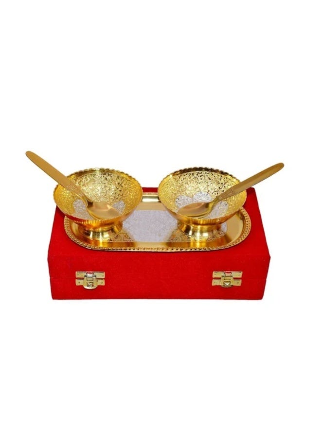 Gold, Silver Bowl Spoon Set Christmas Eid Wedding Home Decoration Friends Family Dessert Dry Fruits - Image 4