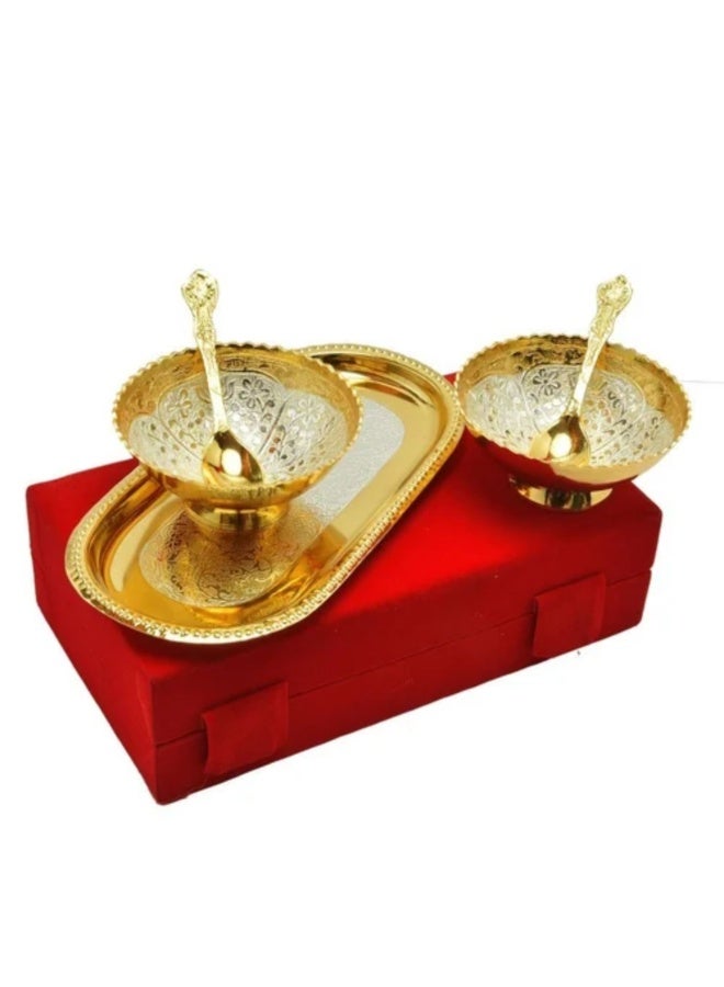 Gold, Silver Bowl Spoon Set Christmas Eid Wedding Home Decoration Friends Family Dessert Dry Fruits - Image 5