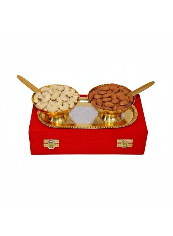 Gold, Silver Bowl Spoon Set Christmas Eid Wedding Home Decoration Friends Family Dessert Dry Fruits - Image 2