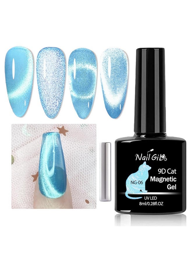 NAIL GIL Nailgil Cat Eye Gel Nail Polish With Magnet Jelly Blue Cat Eyes Gel Polish Galaxy Soak Off Holographic Cats Eye Gel Polish Magnetic For Nail Art Manicure Salon Diy At Home - Image 1