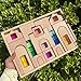 KOAICS 31PCS Wooden Castle Arch Building Blocks Set with Colorful Acrylic Inserts Educational Construction Toy for Toddlers 31PCS Colorful House - Image 2
