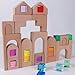 KOAICS 31PCS Wooden Castle Arch Building Blocks Set with Colorful Acrylic Inserts Educational Construction Toy for Toddlers 31PCS Colorful House - Image 4