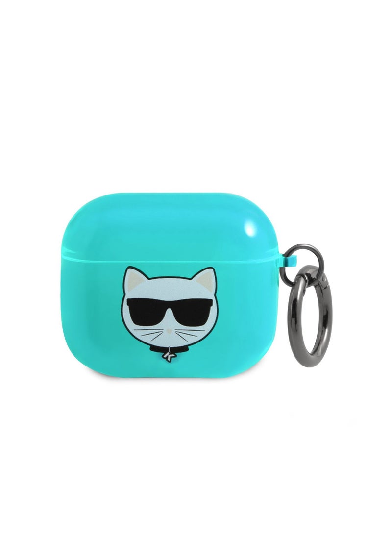 Karl Lagerfeld TPU Choupette Fluo Case, Easy Snap-On & Chic Design For Apple Airpods 3 - Blue