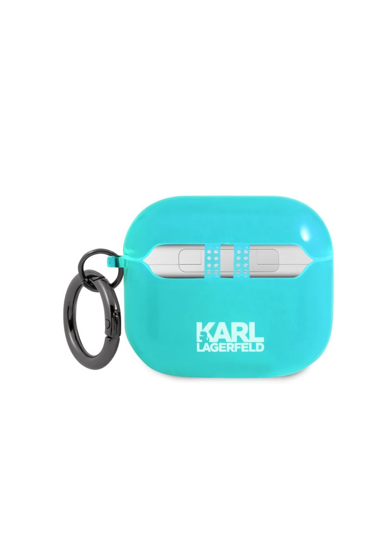 Karl Lagerfeld TPU Choupette Fluo Case, Easy Snap-On & Chic Design For Apple Airpods 3 - Blue