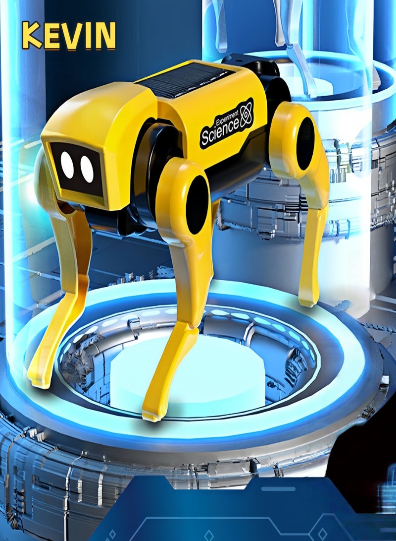 KEVIN Solar Powered Electric Mechanical Dog, Science and Education Solar Energy Robot Dog, Upgraded DIY Technology Gadget for Parents Seniors, Early Development, Great Gift for Kids Children's Remote Control Mechanical Dog and Cat DIY Assembly Kit Walking Mechanical Dog Pet Toy - Image 1