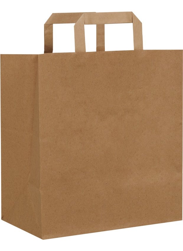 Packanya 28x29x16-100 Pieces Flat Handle Kraft Bag  - Image 1